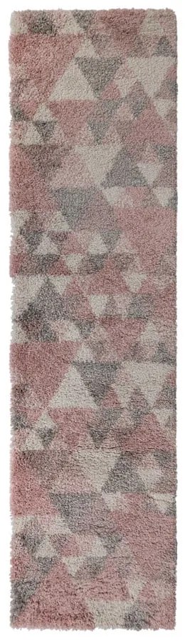 Nuru rózsaszín-szürke szőnyeg, 60 x 230 cm - Flair Rugs