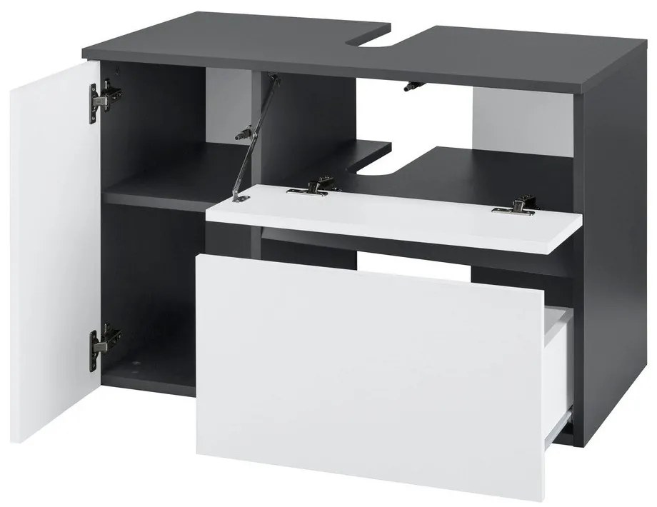 Fehér-antracitszürke fali mosdó alatti szekrény 80x53 cm Wisla – Støraa