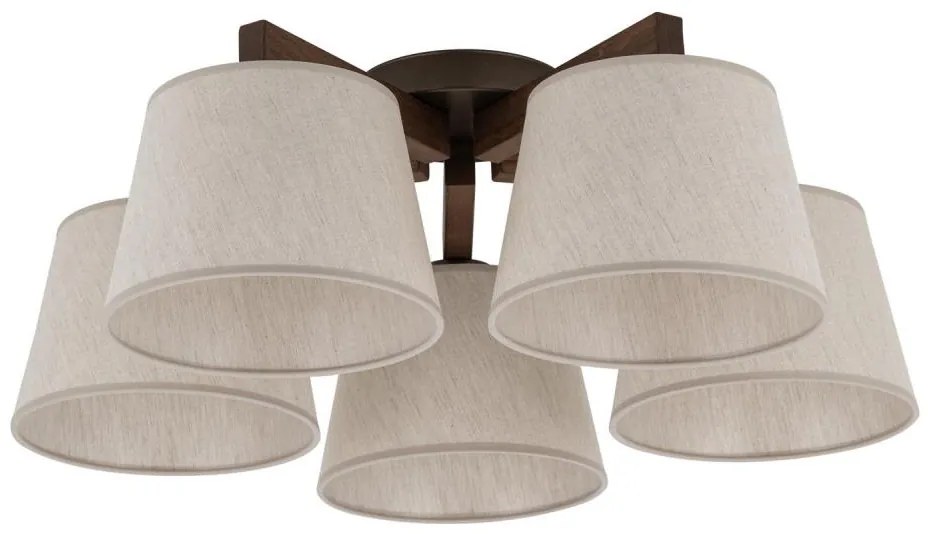 Brilagi - Felületre szerelt csillár LATTE 5xE27/15W/230V fenyő/krémszínű