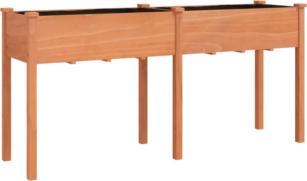 vidaXL barna tömör fenyőfa kerti ültetőláda béléssel 161x45x76 cm
