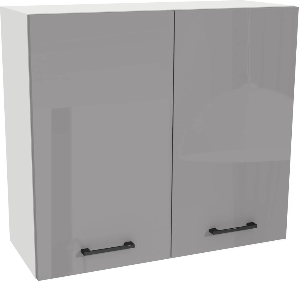 Konyhaszekrény felső 80/72 Capri korpusz Fehér front Szürke Akril Fényes