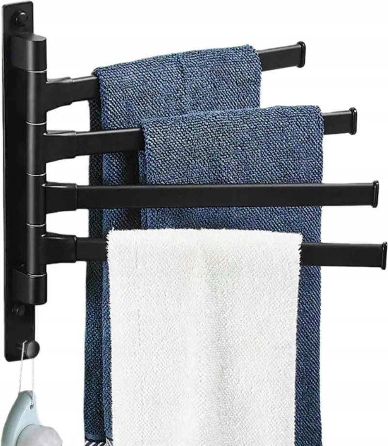 Fürdőszobai törölközőtartó fali akasztó mozgatható karokkal