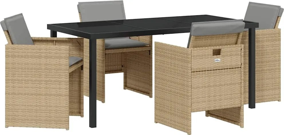 vidaXL Kert étkező szett 5 pcs Bézs polirattan