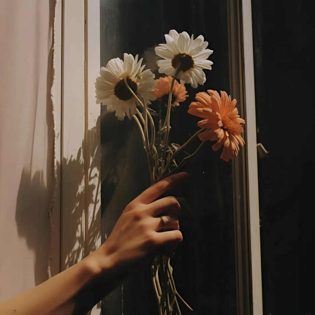 Poszter 40x40cm Sugár és szirmok