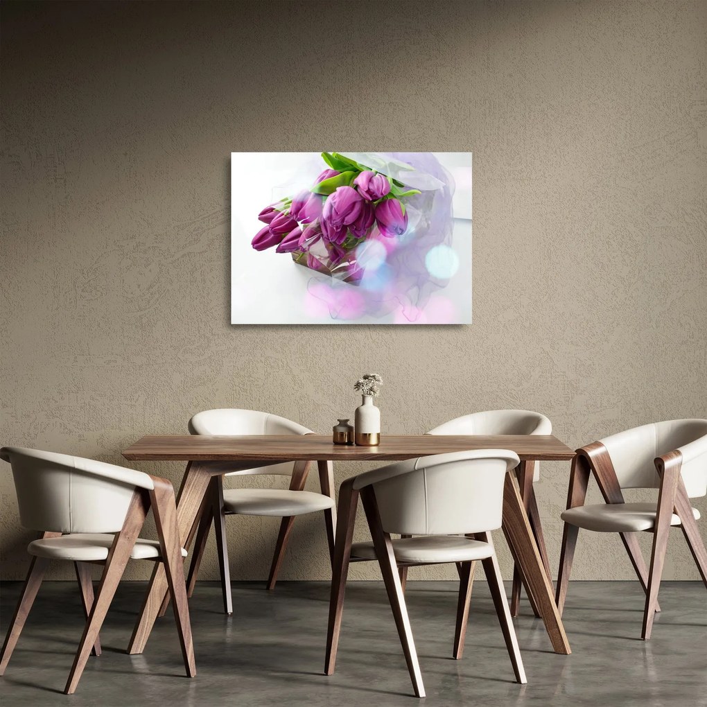 Kép - csokor tulipán (üvegen) (70x50 cm)