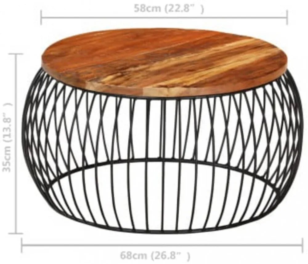 tömör újrahasznosított fa dohányzóasztal Ø68 cm