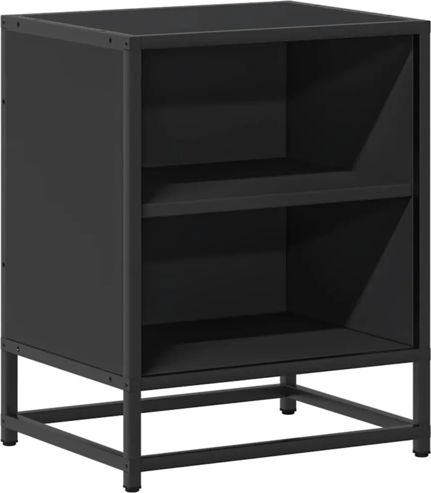 vidaXL éjjeliszekrény fekete 40x31x50 cm műfa és fém