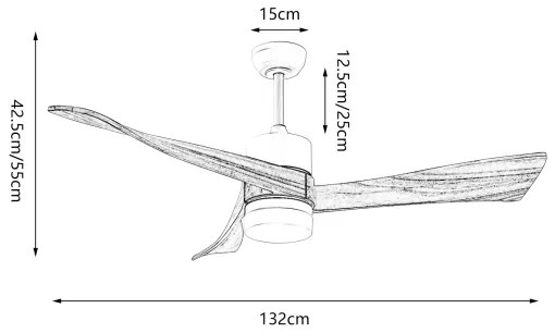 ZEVENTI - LED mennyezeti ventilátor NATURITO LED/18W/230V Wi-Fi Tuya fekete/tölgy + távirányító