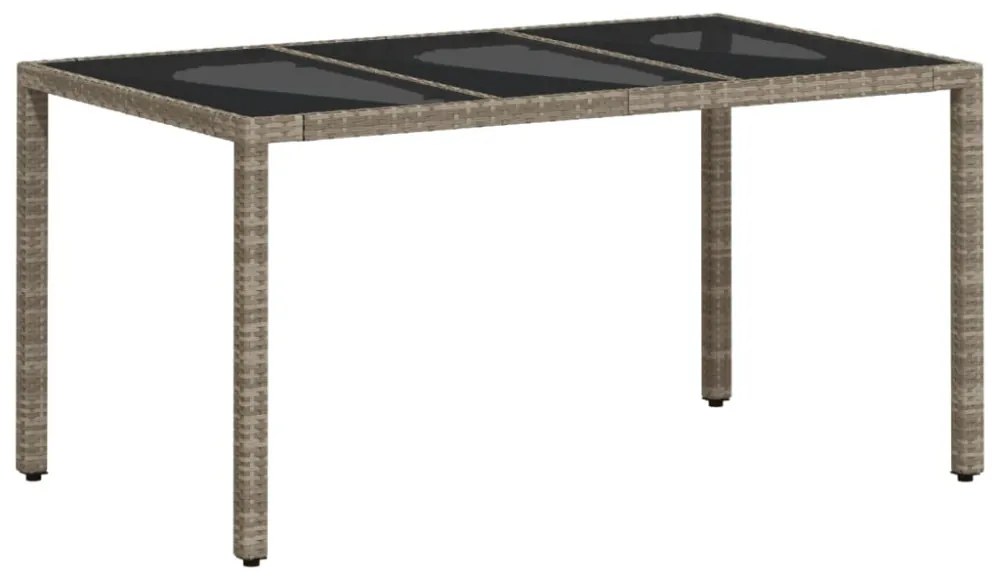 világosszürke polyrattan üveglapos kerti asztal 150x90x75 cm