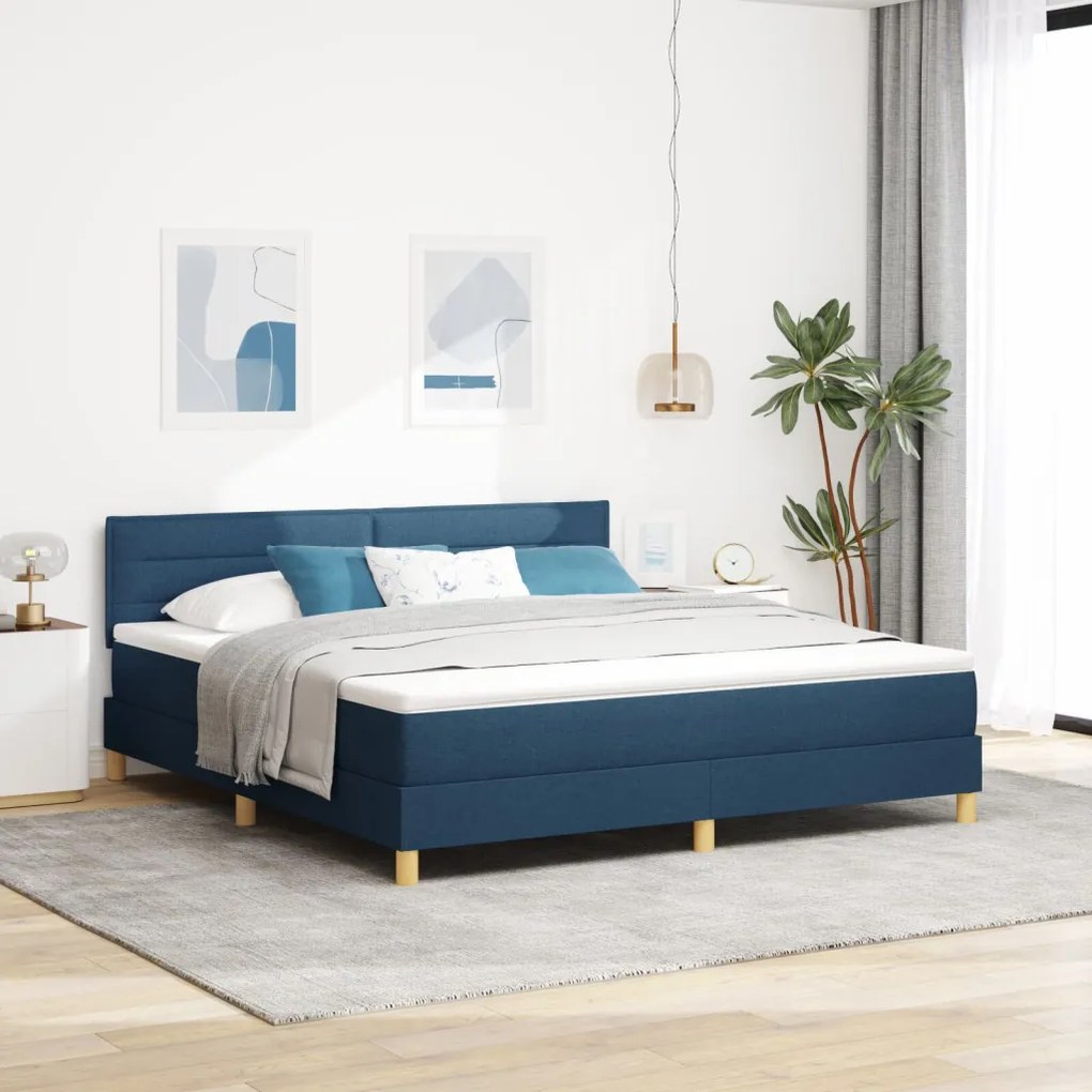 Box Spring Ágy matraccal Kék 180x200 cm Szövet