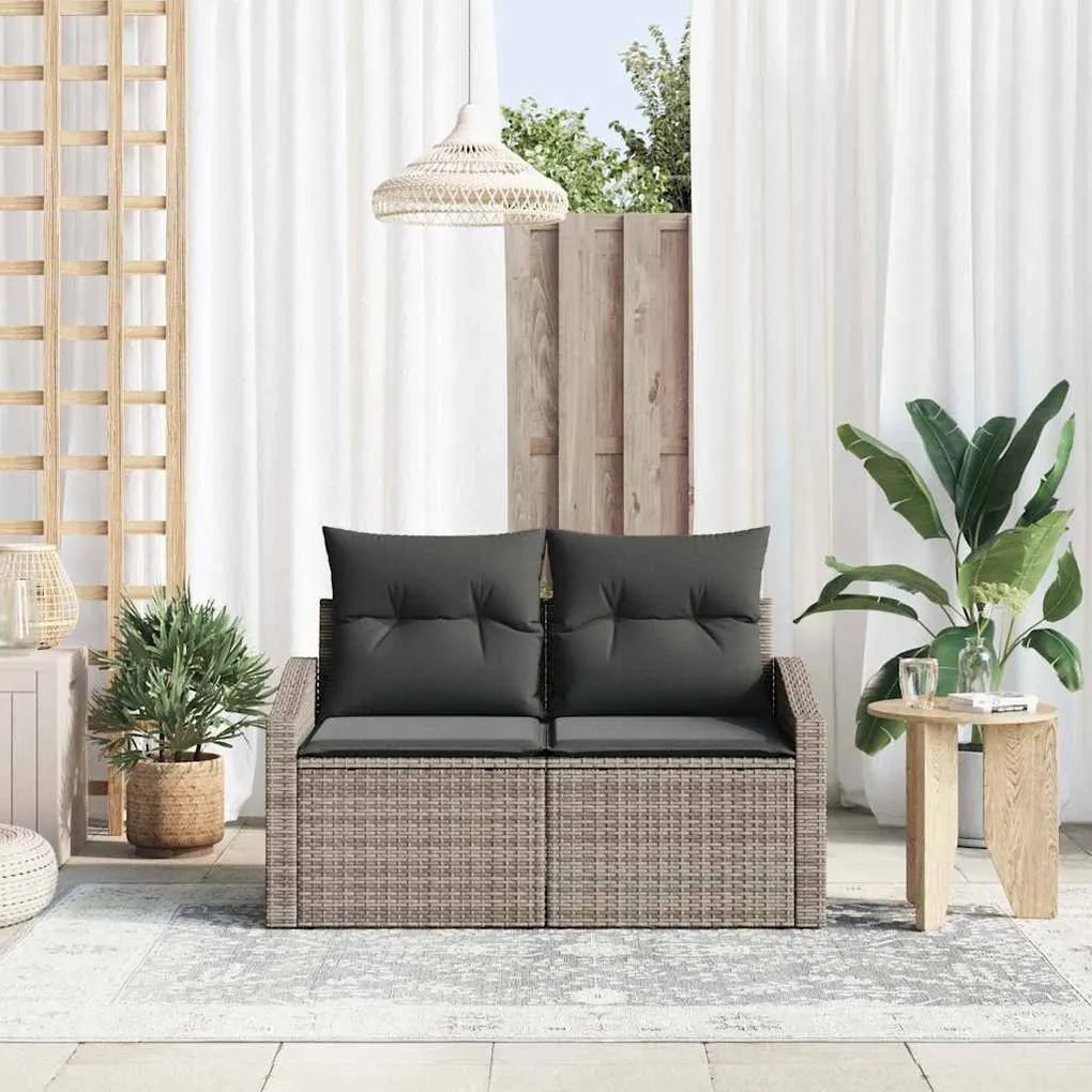 Kerti kanapé párnával Szürke 123 x 62 x 69cm polirattan