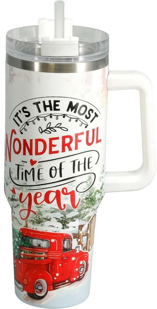 Merry Christmas karácsonyi termokanna 1,2 l, fehér