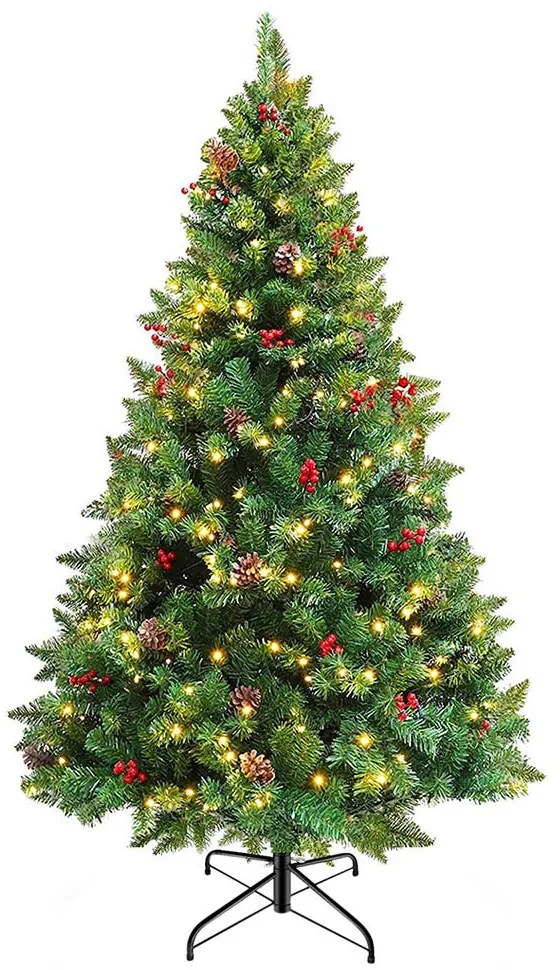 LED-es műfenyő több típusban, melegfehér-260 LED-es, 180 cm