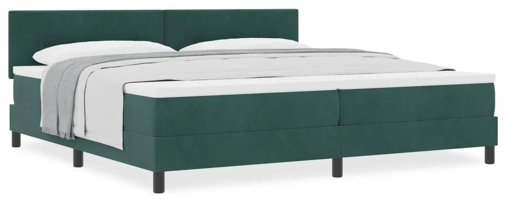 Boxspring Ágy Matrac nélkül Sötét Zöld 200x200 cm Bársony