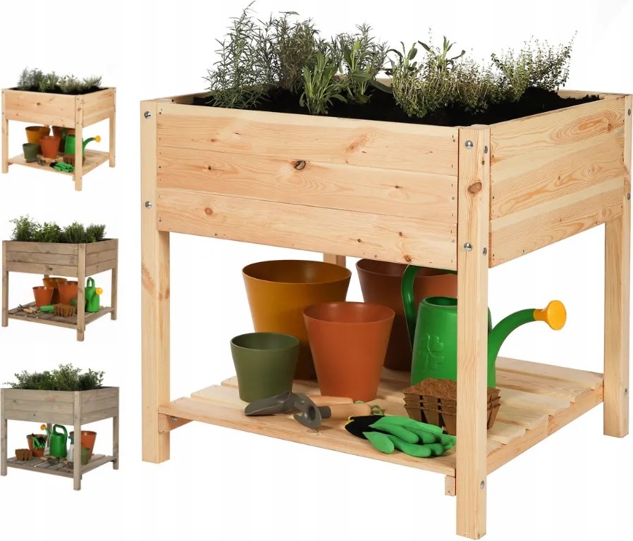 Fa virágágyás láda lábas teraszra gyógynövény virágtartó 78x78cm Eko