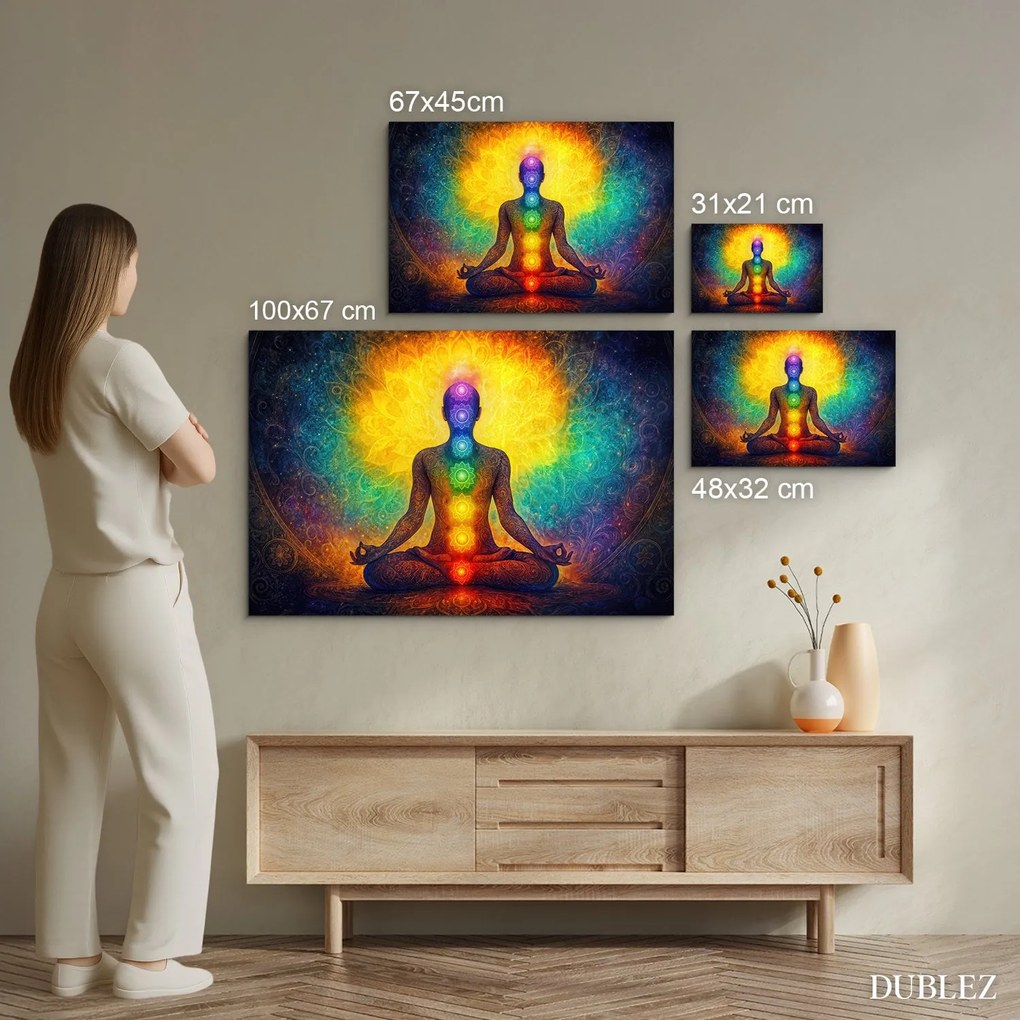 DUBLEZ | Fából készült meditációs kép - Jóga és csakrák