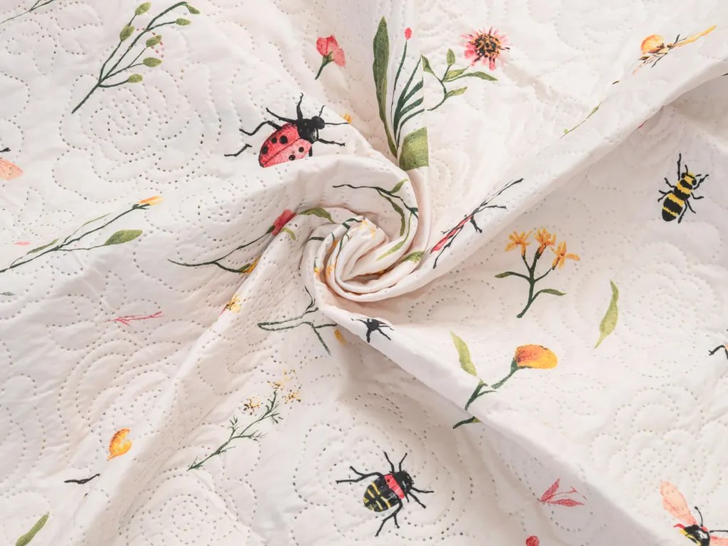 Ágytakaró INSECTA, krém色 Méret: 200 x 240 cm
