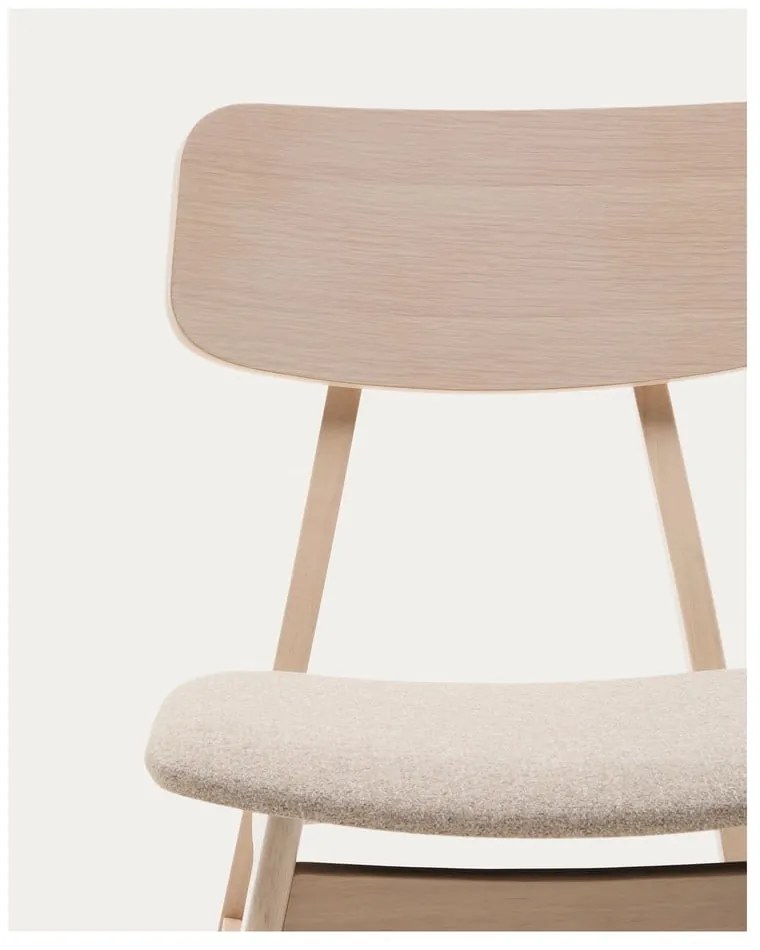 Bézs-natúr színű étkezőszék szett tölgyfa dekorral, 2 db-os Selia – Kave Home