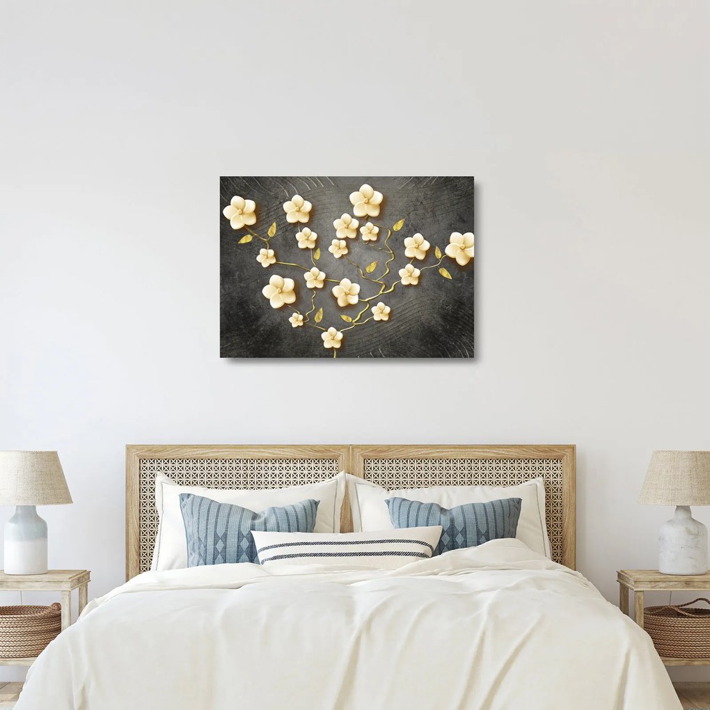 Kép - Aranybokor fekete háttéren (üvegen) (70x50 cm)