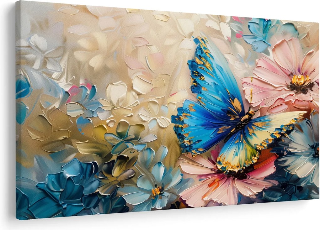 Kép - Virágok és pillangók festése (90x60 cm)