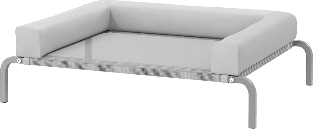 PawHut Felfelé Emelt Kutyafekhely Kivehető Támogatással, Hordozható Kutyafekhely Kis Kutyák Számára Légáteresztő Hálós Acélváz, 90x65x30 cm, Világossz