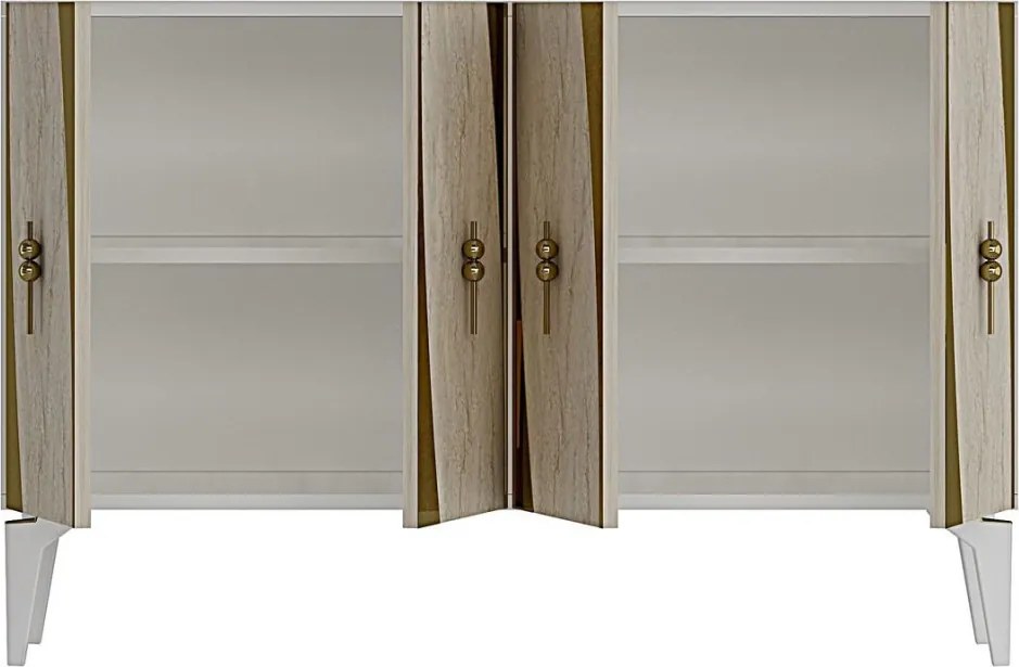 Elips komód, fehér-travertin, 120 cm – TR555CHM1527