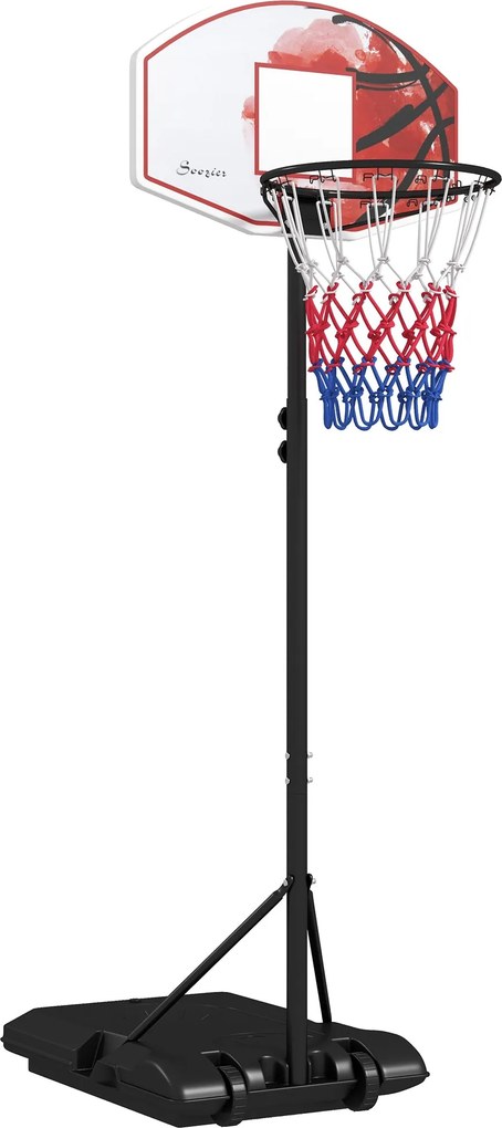 SPORTNOW Kosárlabdakapú Állvánnyal, 179-209 cm Magasságban Állítható Kosárlabdás Állvány Kerekekkel, Kosárlabda Rendszer Alap, Kültéri, Acél, Több szí