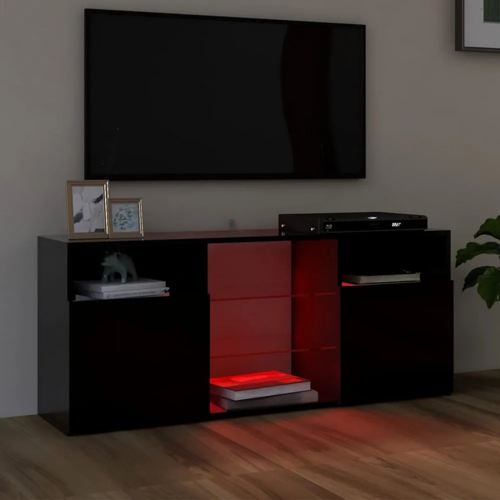 fekete TV-szekrény LED-lámpákkal 120 x 30 x 50 cm