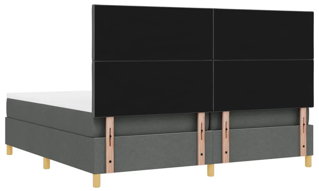 Box Spring Ágy Matrac Sötétszürke 200x200 cm Szövet