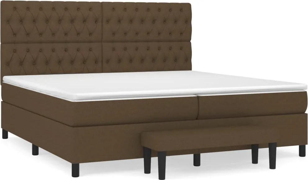vidaXL sötétbarna szövet rugós ágy matraccal 200 x 200 cm