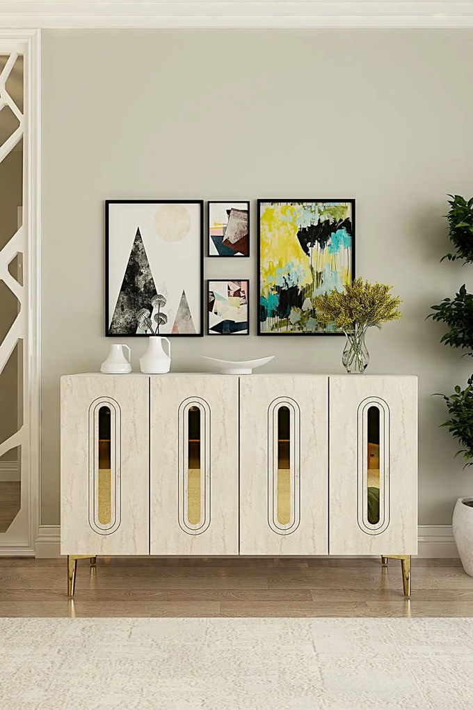 Rany 120 - White, Travertine, Gold