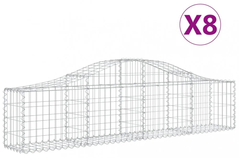 8 db íves horganyzott vas gabion kosár 200x30x40/60 cm