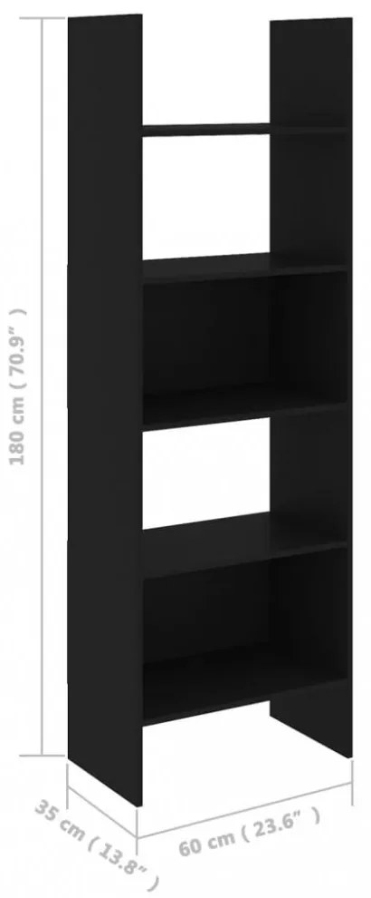 fekete szerelt fa könyvszekrény 60 x 35 x 180 cm