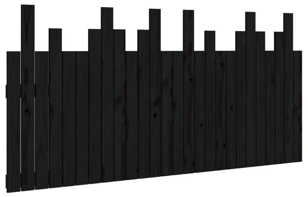 fekete tömör fenyőfa fali fejtámla 166 x 3 x 80 cm