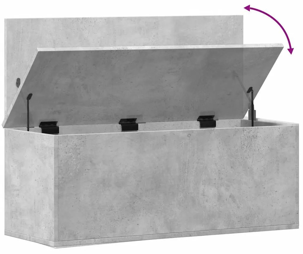 betonszürke szerelt fa tárolóláda 90 x 35 x 35 cm
