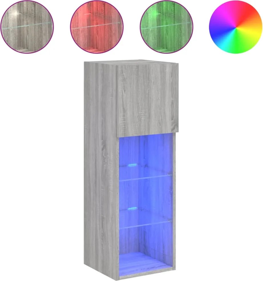vidaXL szürke sonoma színű TV-szekrény LED-lámpákkal 30,5x30x90 cm