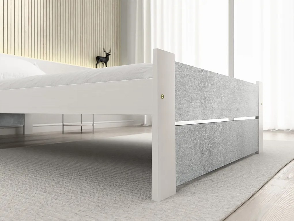 IKAROS DOUBLE ágy 90 x 200 cm, beton/fehér Ágyrács: Léces ágyrács, Matrac: Deluxe 10 cm matrac