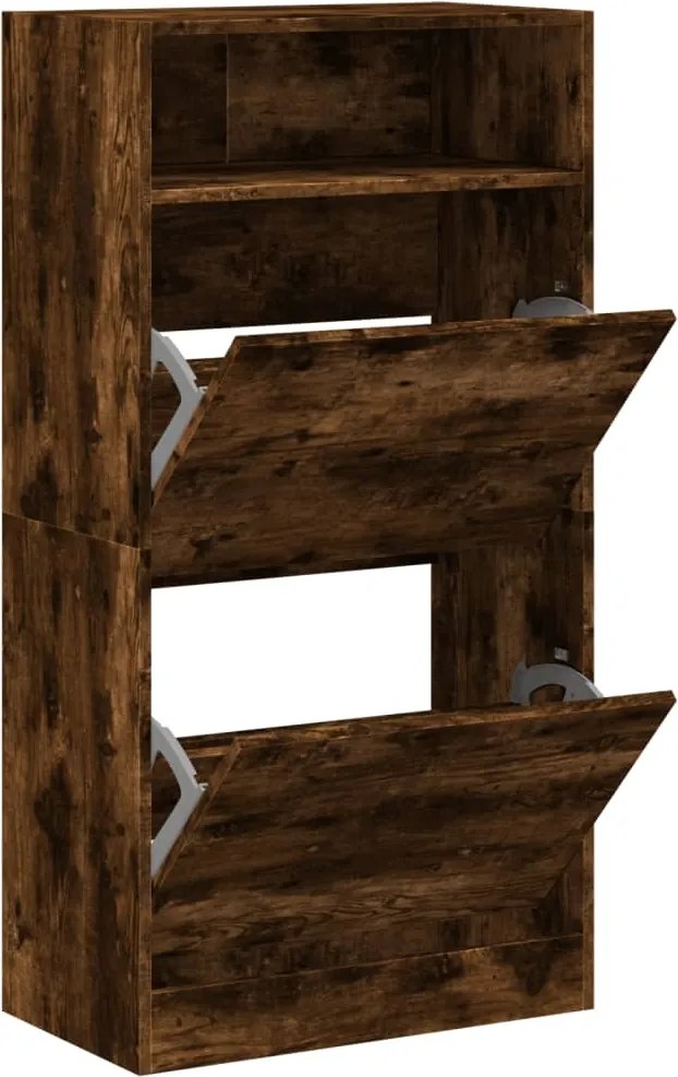 vidaXL füstös tölgy színű szerelt fa cipőszekrény 60x34x116 cm