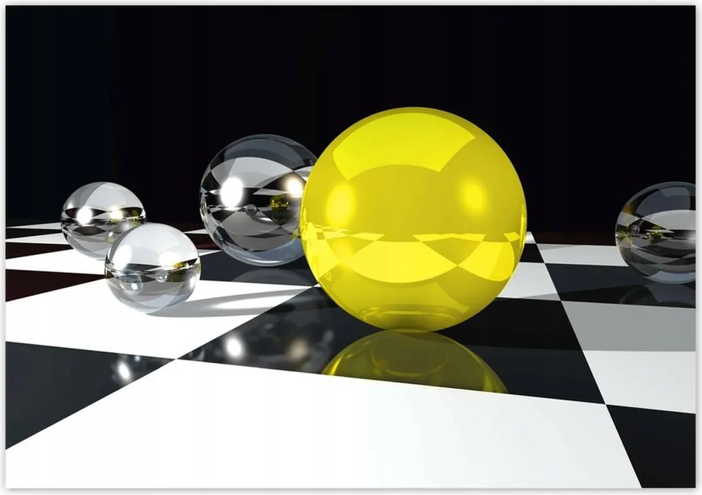 Poszterek 100x70 Sárga gömb a sakktáblán