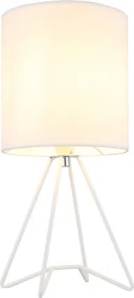 Globo 21734W Asztali lámpa, fém fehér, textil fehér, kábel PVC fehér, billenőkapcsoló a kábelen, ø: 160mm, M: 345mm, kábelhossz 1300mm, 1x E14 40W 230V izzó nélkül