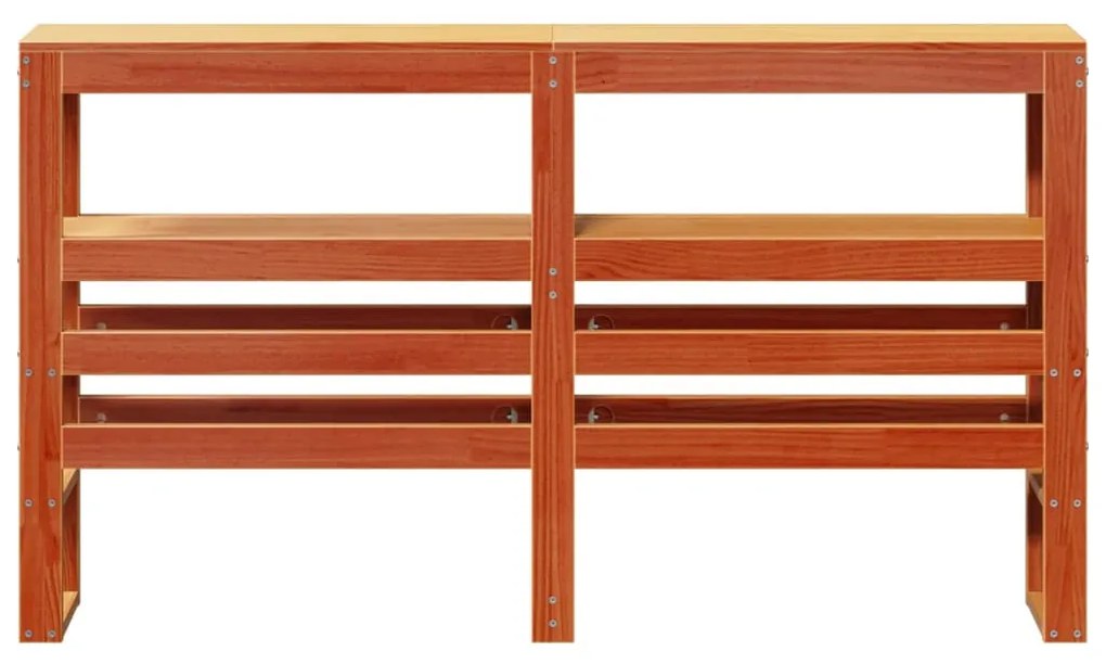 viaszbarna tömör fenyőfa fejtámla polcokkal 140 cm