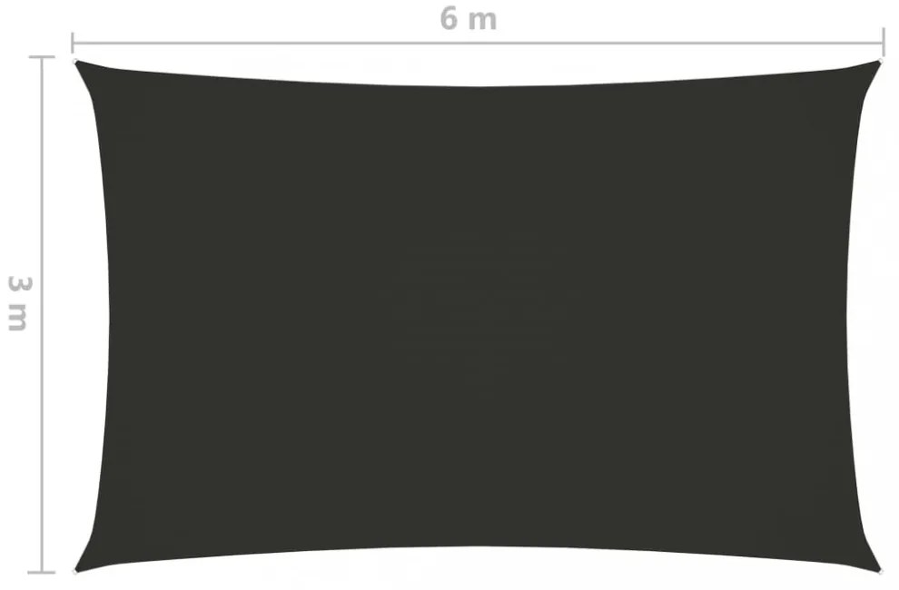 antracitszürke téglalap alakú oxford-szövet napvitorla 3 x 6 m