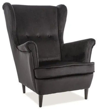 Fotel füles, mustár bársony / wenge, LORD VELVET