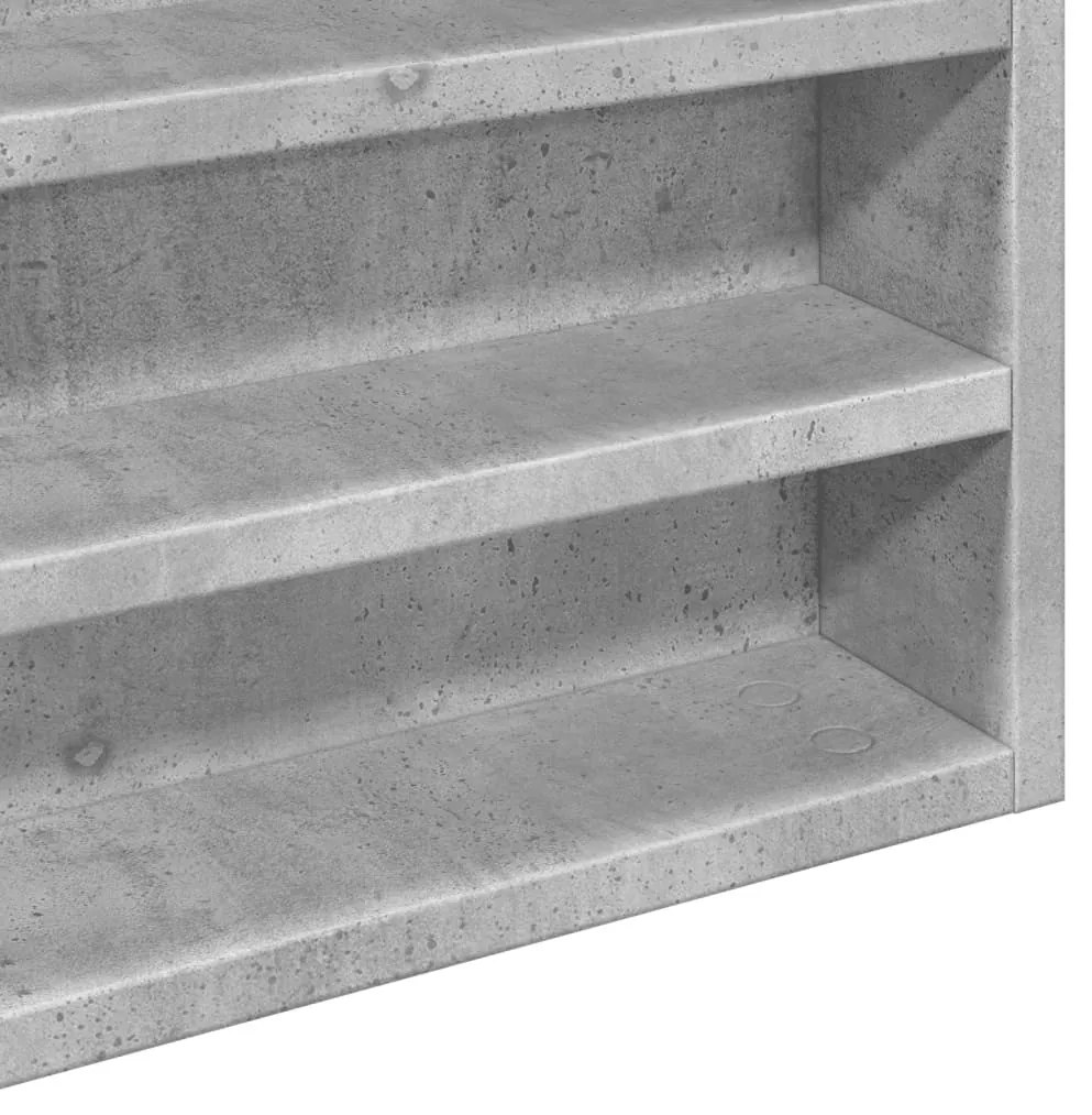 betonszürke szerelt fa vitrinszekrény 100 x 8,5 x 58 cm