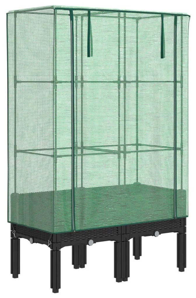 Rattan megjelenésű magaságyás melegháztakaróval 80x40x140 cm