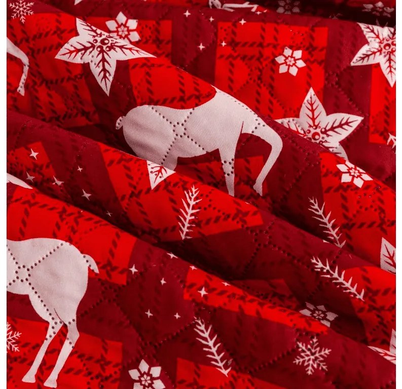 Ágytakaró VELVET CHRISTMAS mintával, piros Méret: 170 x 210 cm
