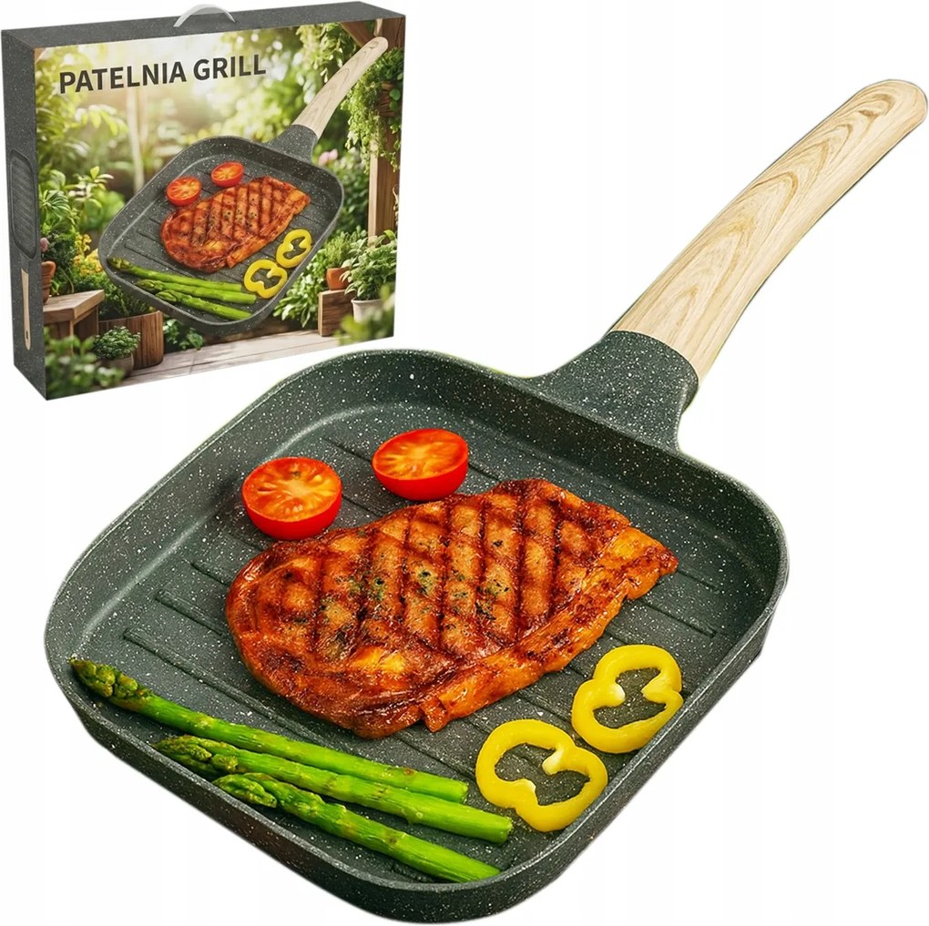 Grillező serpenyő Tapadásmentes 18cm négyszögletes húsokhoz