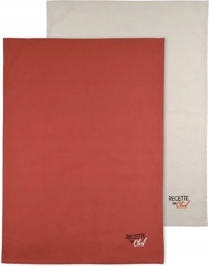 Konyhai törlőkendő Duo 2 db-os szett 50x70 cm tégla világos bézs pamut