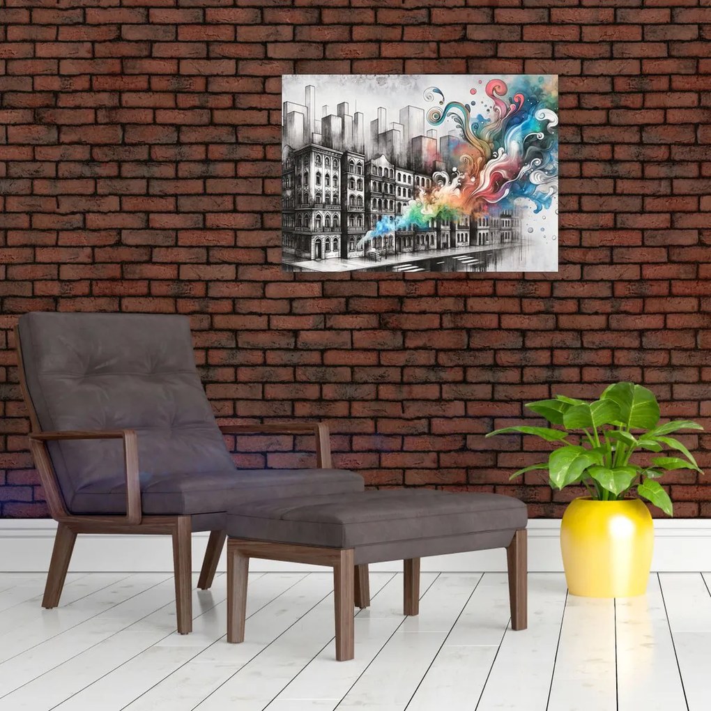 Üveg kép - Ipari élet (70x50 cm)