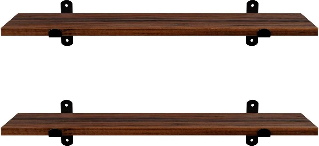 Falipolc készlet, 2 db-os úszó dekoratív polc, 60x20x7 cm, barna és fekete